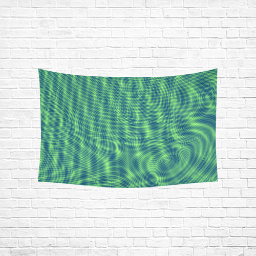 abstract moire green Cotton Linen Wall Tapestry 60"x 40"