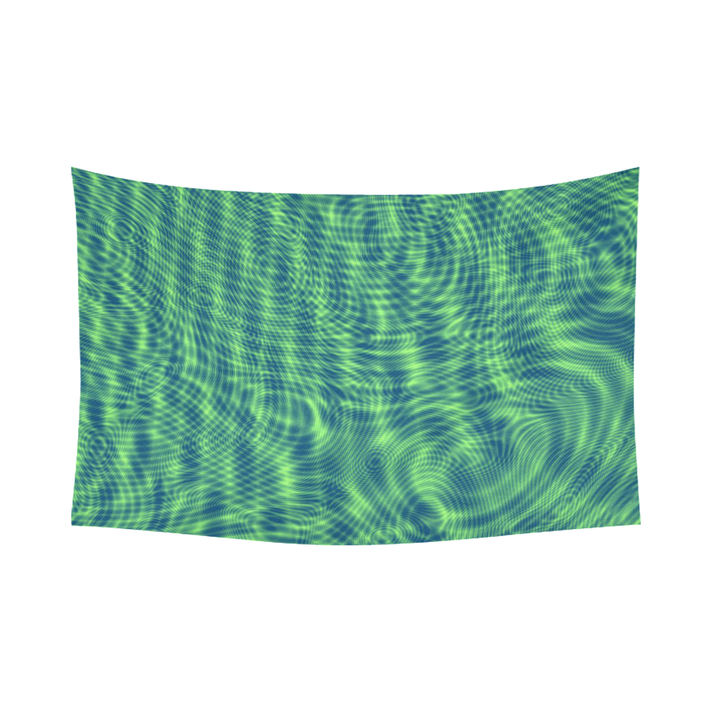 abstract moire green Cotton Linen Wall Tapestry 90"x 60"