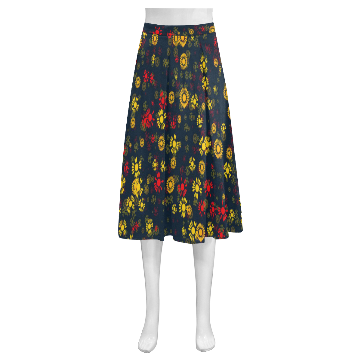 sweet floral 22A Mnemosyne Women's Crepe Skirt (Model D16)