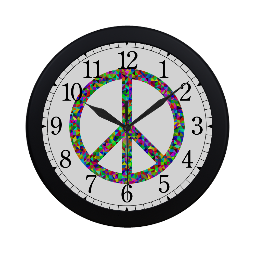 Abstract Triangles Peace Sign Circular Plastic Wall clock