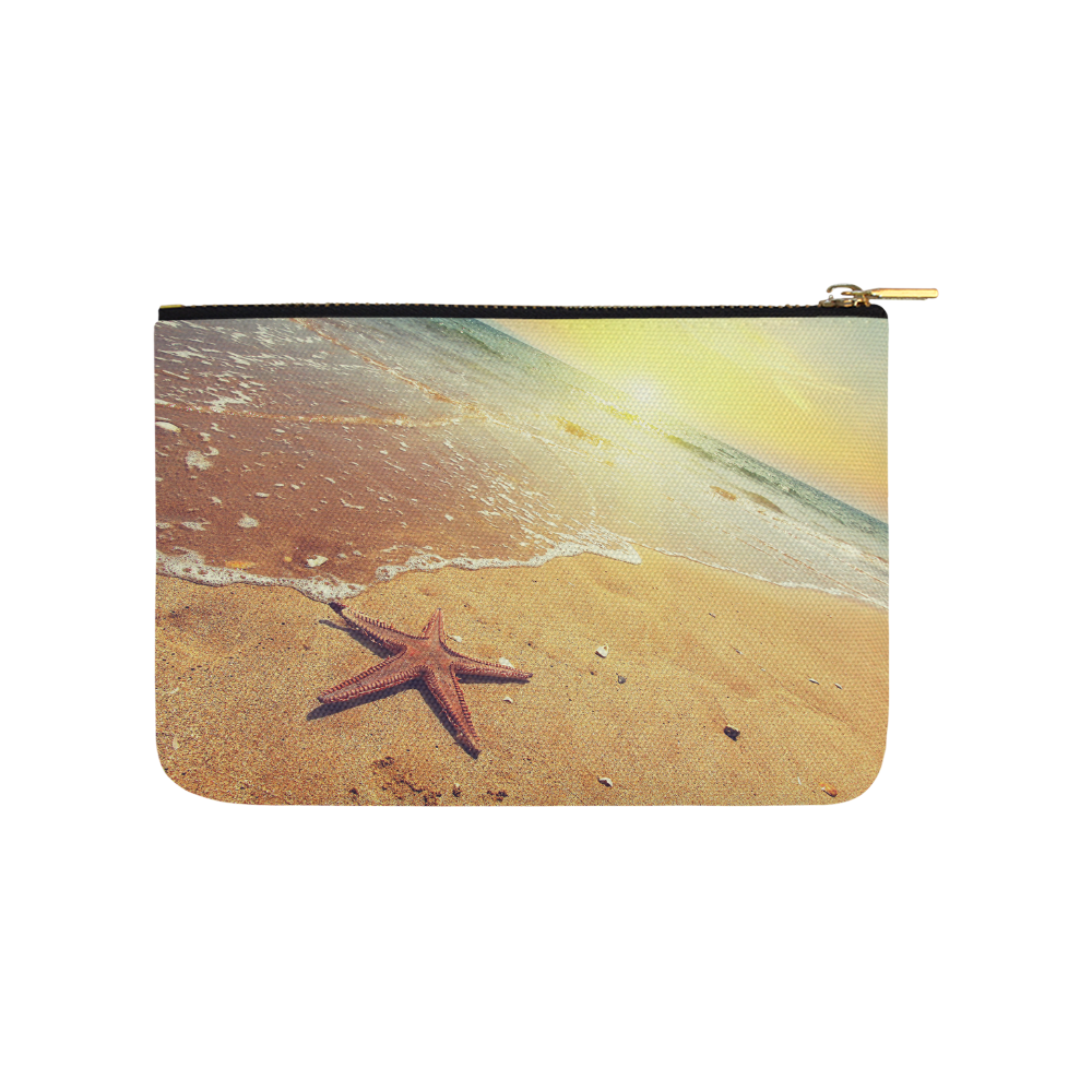 starfish on a sea shore at sunset Carry-All Pouch 9.5''x6''