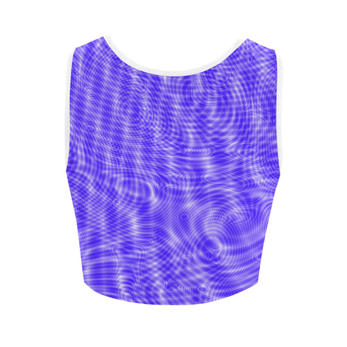 abstract moire blue Women's Crop Top (Model T42)