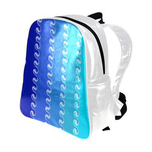 blue stripes Multi-Pockets Backpack (Model 1636)