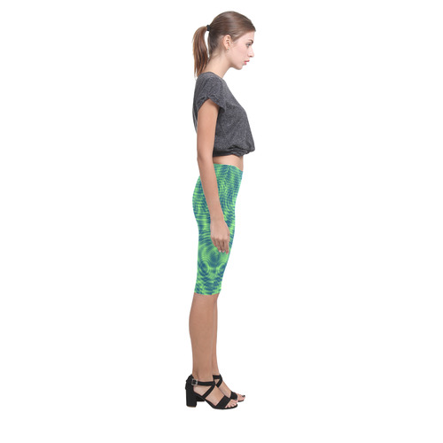 abstract moire green Hestia Cropped Leggings (Model L03)