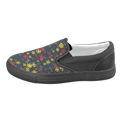 sweet floral 22A Women's Unusual Slip-on Canvas Shoes (Model 019)