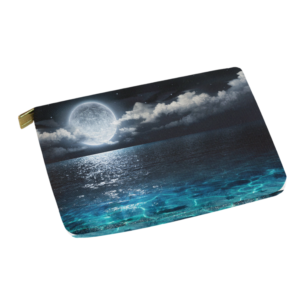 romantic and scenic panorama with full moon on sea Carry-All Pouch 12.5''x8.5''