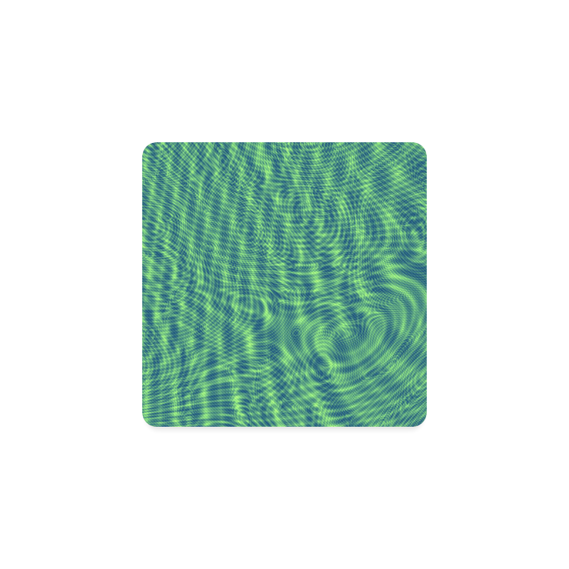 abstract moire green Square Coaster