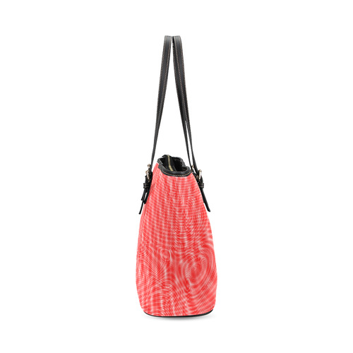 abstract moire red Leather Tote Bag/Large (Model 1640)