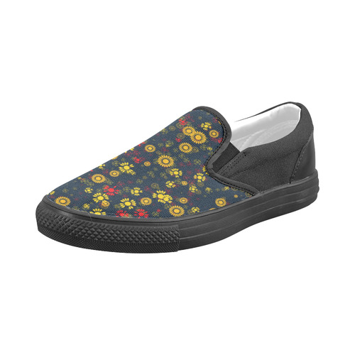 sweet floral 22A Men's Slip-on Canvas Shoes (Model 019)