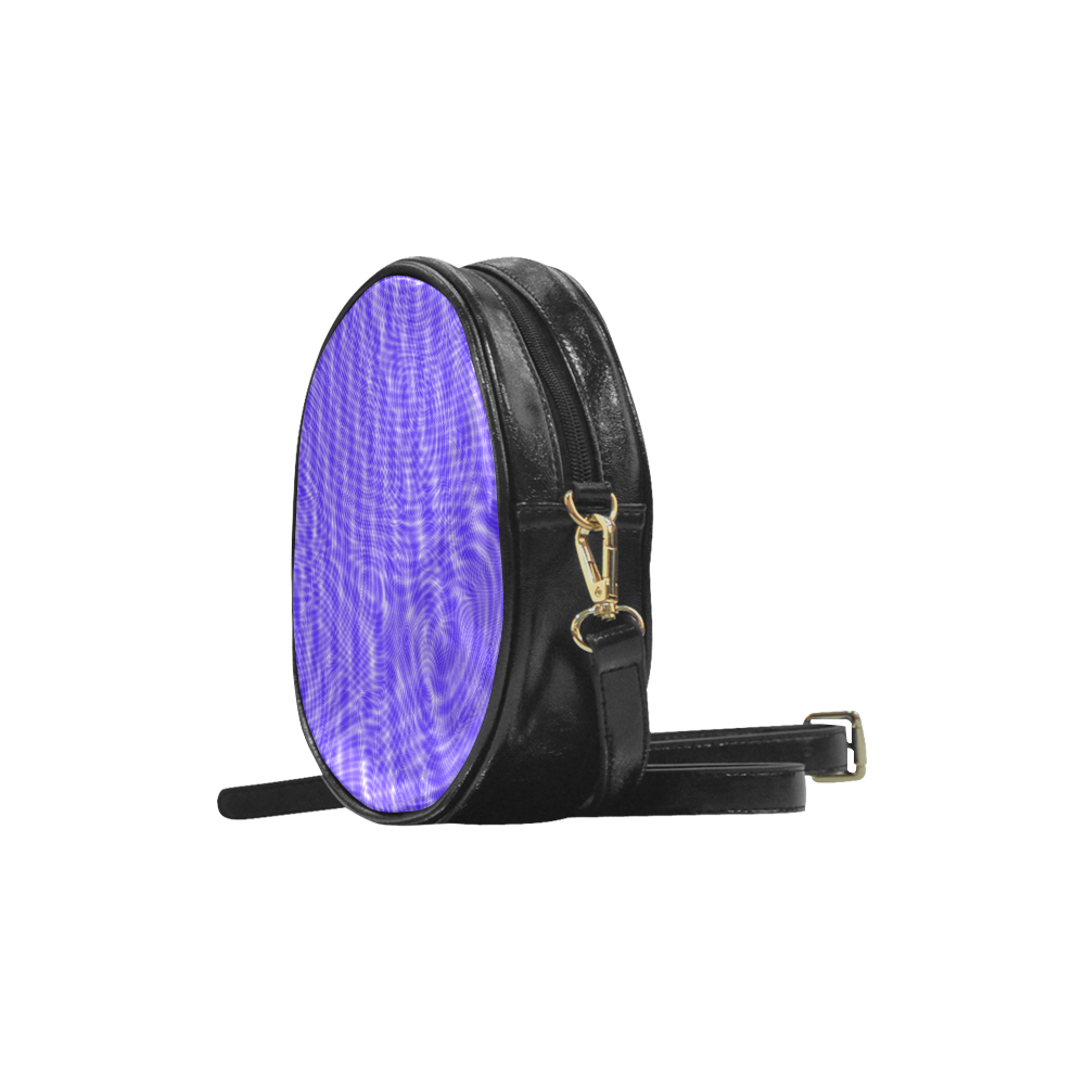 abstract moire blue Round Sling Bag (Model 1647)