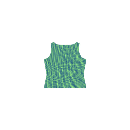 abstract moire green Sleeveless Splicing Shift Dress(Model D17)