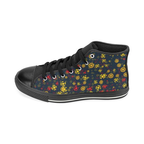 sweet floral 22A High Top Canvas Women's Shoes/Large Size (Model 017)