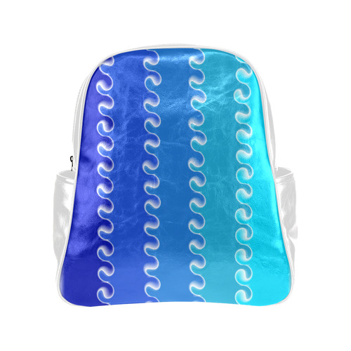 blue stripes Multi-Pockets Backpack (Model 1636)