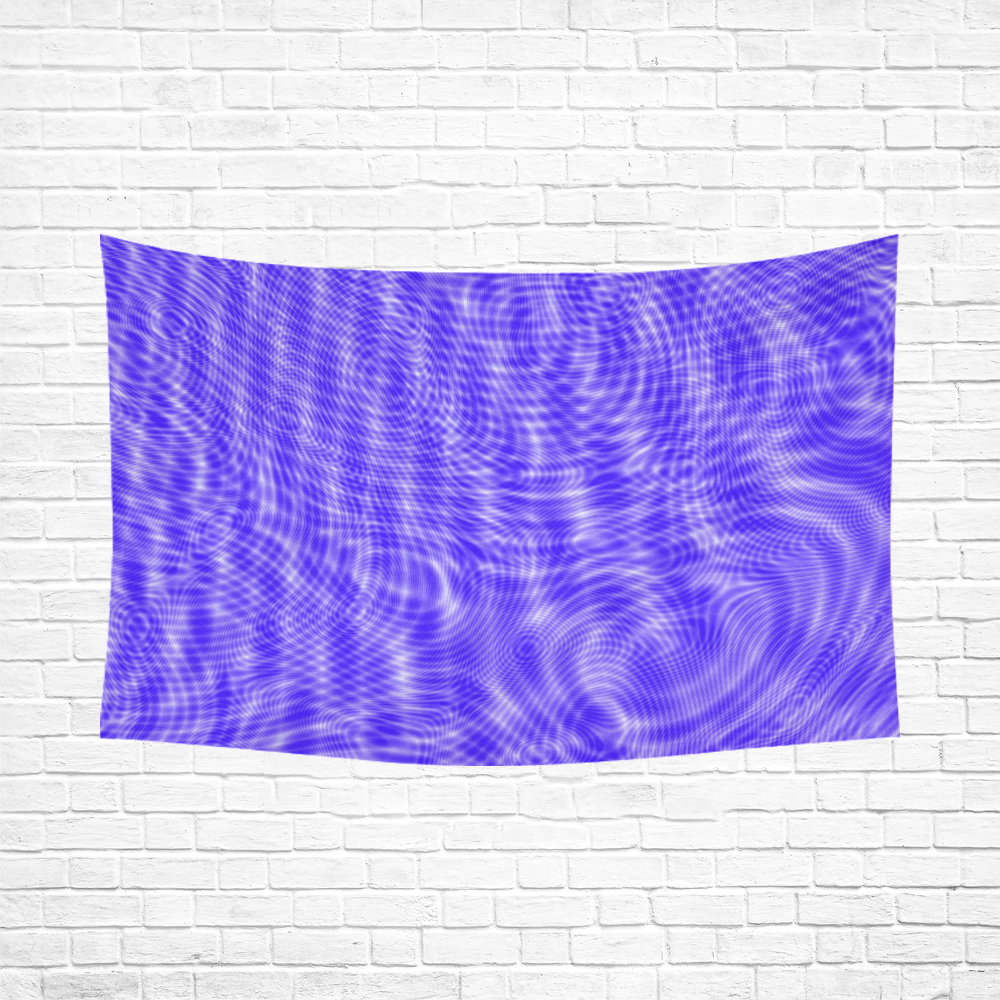 abstract moire blue Cotton Linen Wall Tapestry 90"x 60"