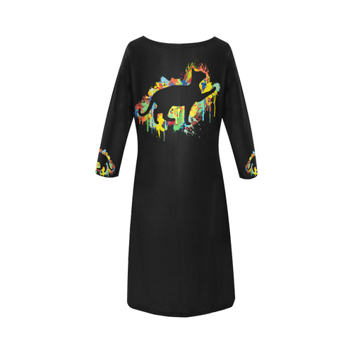 Lovely Cat Colorful Painting Splash Round Collar Dress (D22)