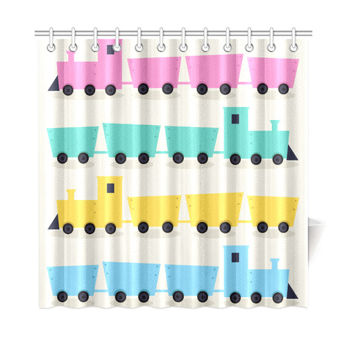 Designers bath towel : With art cute Trains. Kids toys edition Christmas 2016 Shower Curtain 72"x72"