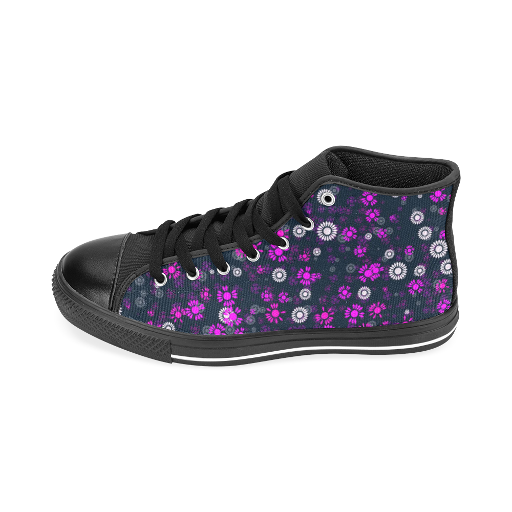 sweet floral 22B Men’s Classic High Top Canvas Shoes /Large Size (Model 017)