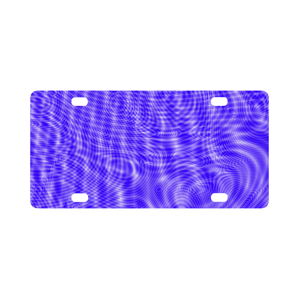 abstract moire blue Classic License Plate