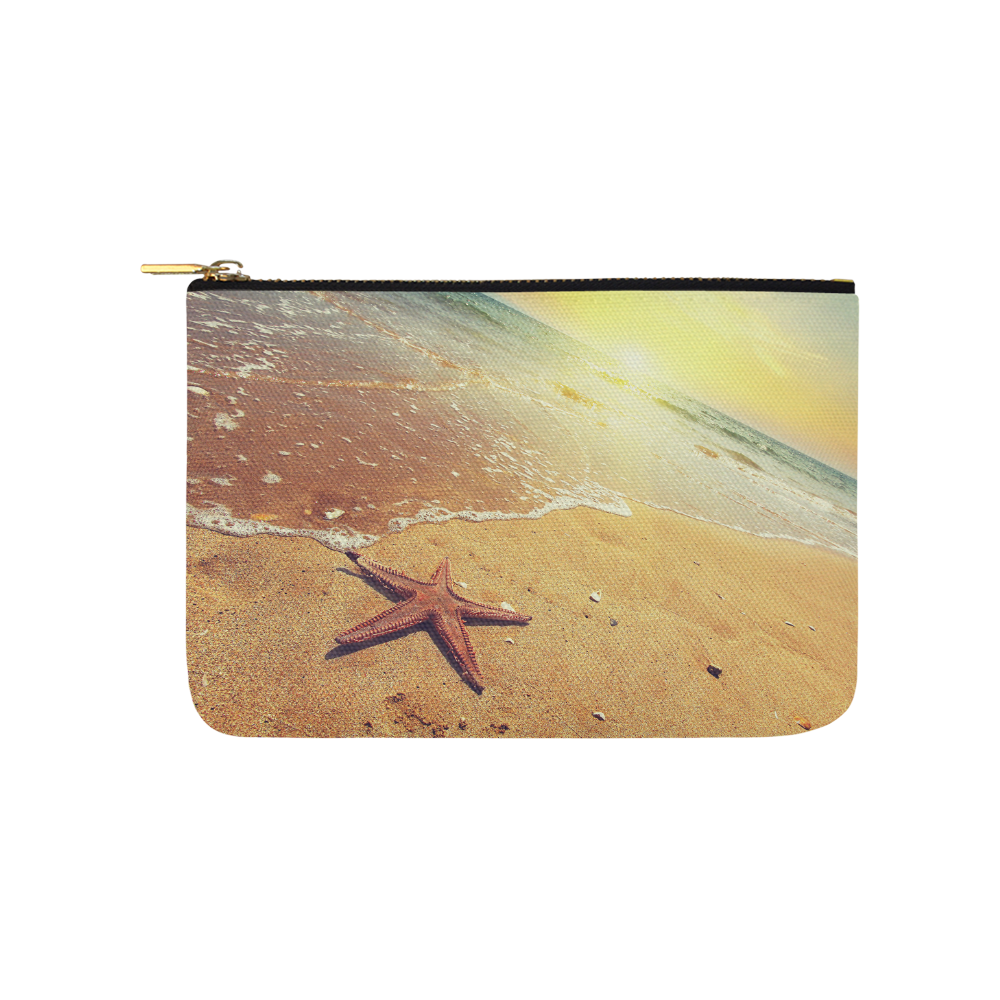 starfish on a sea shore at sunset Carry-All Pouch 9.5''x6''