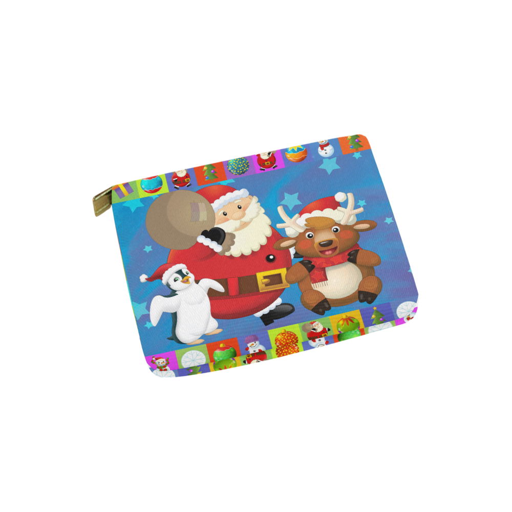 The christmas santa with deer penguin Carry-All Pouch 6''x5''