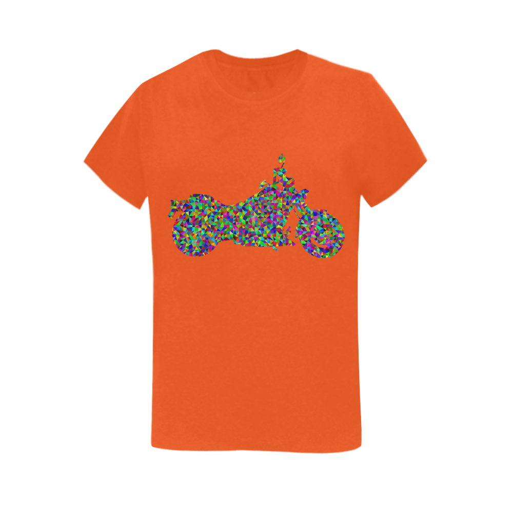Abstract Triangles  Motorcycle Orange Women's T-Shirt in USA Size (Two Sides Printing)