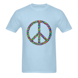 Abstract Triangles Peace Sign Light Blue Sunny Men's T- shirt (Model T06)