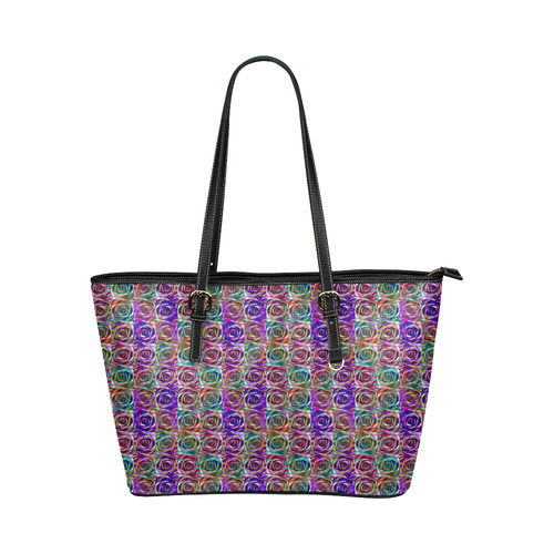Flower_20161005 Leather Tote Bag/Small (Model 1651)