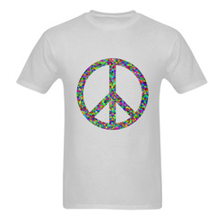 Abstract Triangles Peace Sign Grey Sunny Men's T- shirt (Model T06)