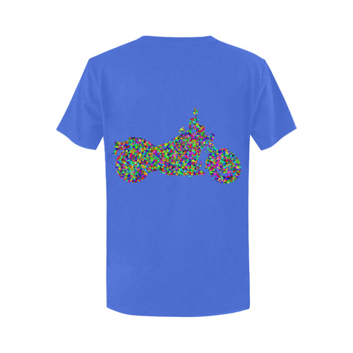 Abstract Triangles  Motorcycle Blue Women's T-Shirt in USA Size (Two Sides Printing)