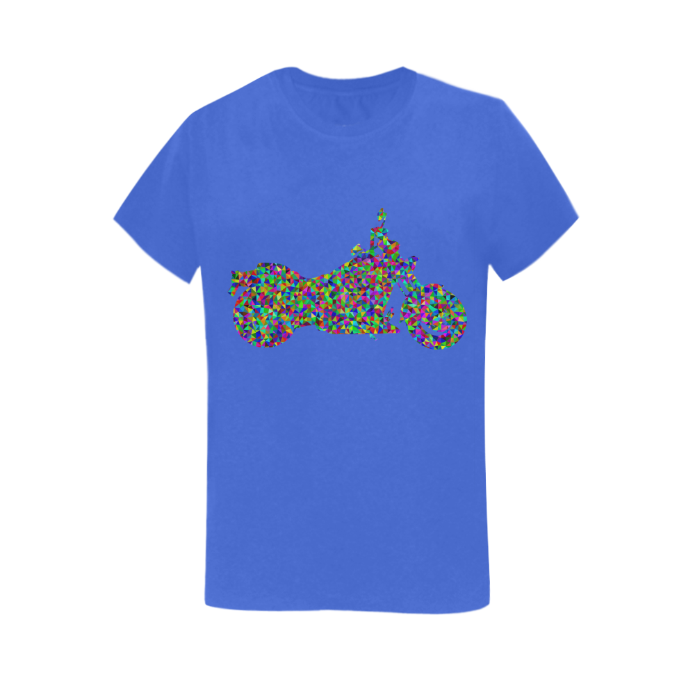 Abstract Triangles  Motorcycle Blue Women's T-Shirt in USA Size (Two Sides Printing)