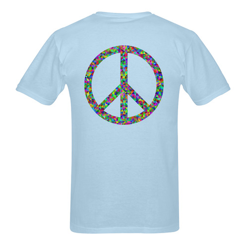 Abstract Triangles Peace Sign Light Blue Sunny Men's T- shirt (Model T06)