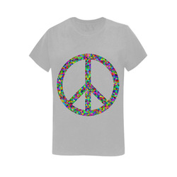 Abstract Triangles Peace Grey Women's T-Shirt in USA Size (Two Sides Printing)