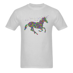 Abstract Triangle Unicorn Sparkles Grey Sunny Men's T- shirt (Model T06)