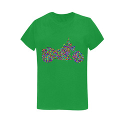 Abstract Triangles  Motorcycle Green Women's T-Shirt in USA Size (Two Sides Printing)