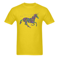 Abstract Triangle Unicorn Sparkles Yellow Sunny Men's T- shirt (Model T06)
