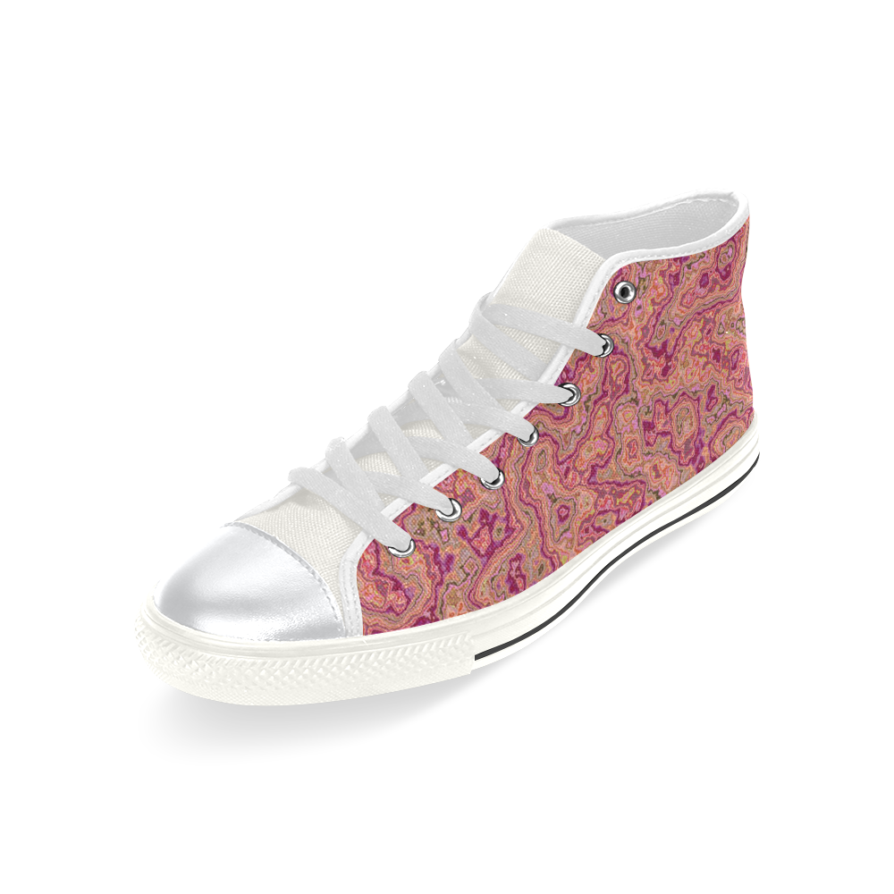 lovely marbled 1116B High Top Canvas Women's Shoes/Large Size (Model 017)