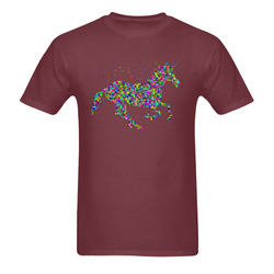 Abstract Triangle Unicorn Sparkles Burgundy Sunny Men's T- shirt (Model T06)