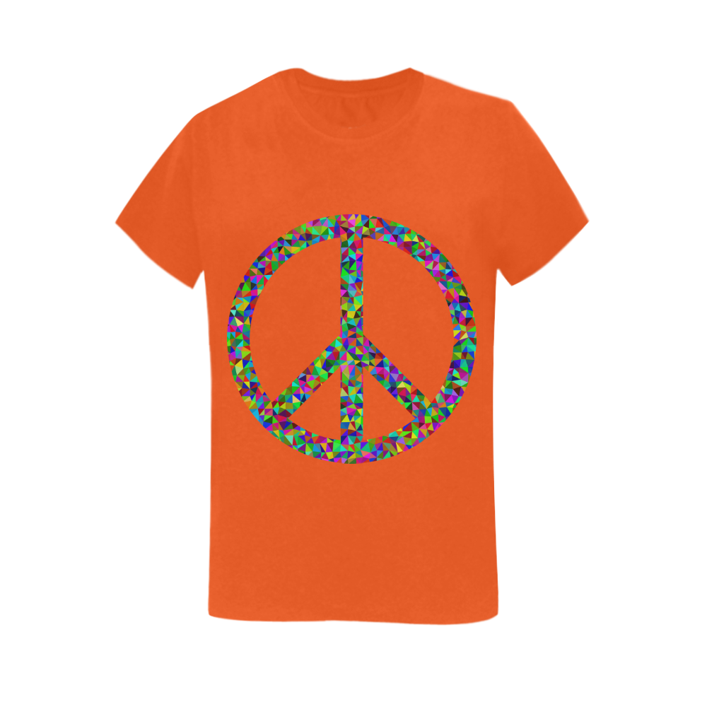 Abstract Triangles Peace Orange Women's T-Shirt in USA Size (Two Sides Printing)