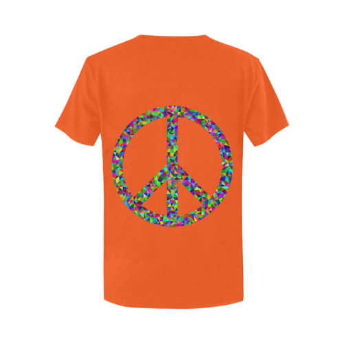 Abstract Triangles Peace Orange Women's T-Shirt in USA Size (Two Sides Printing)