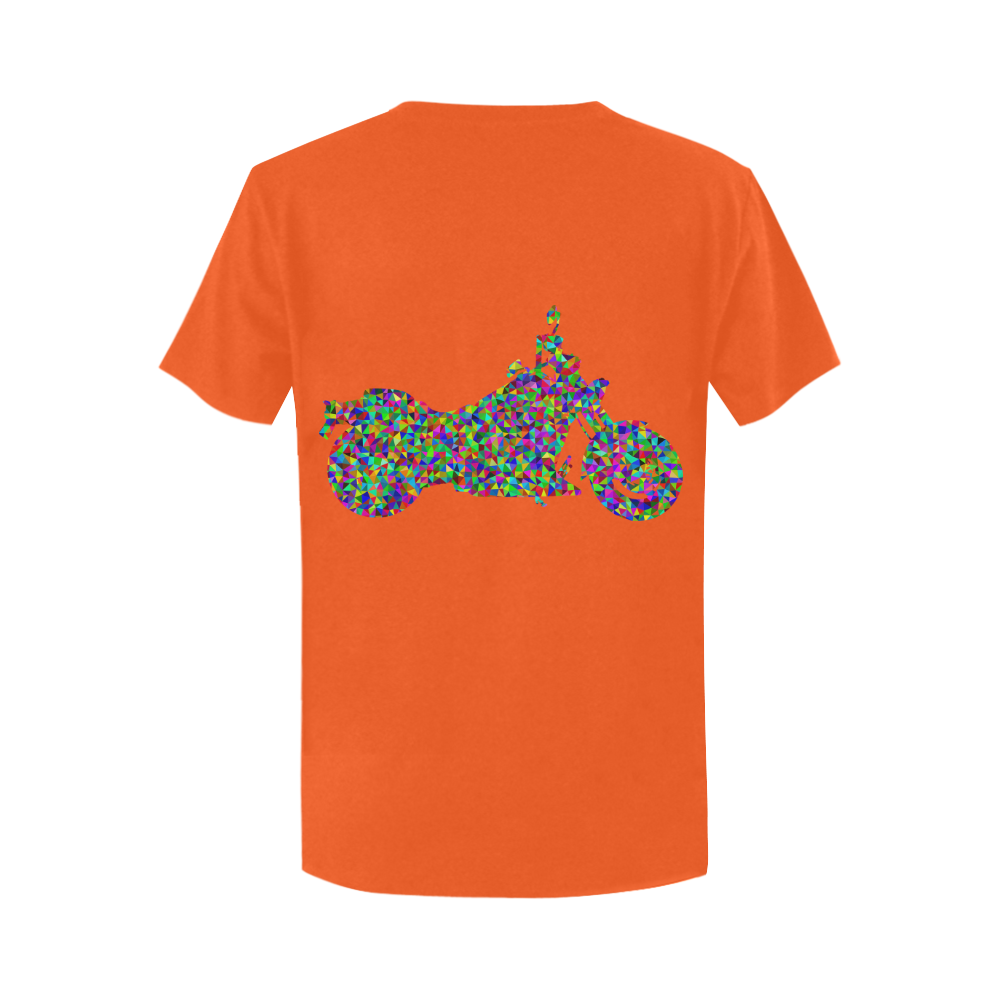 Abstract Triangles  Motorcycle Orange Women's T-Shirt in USA Size (Two Sides Printing)