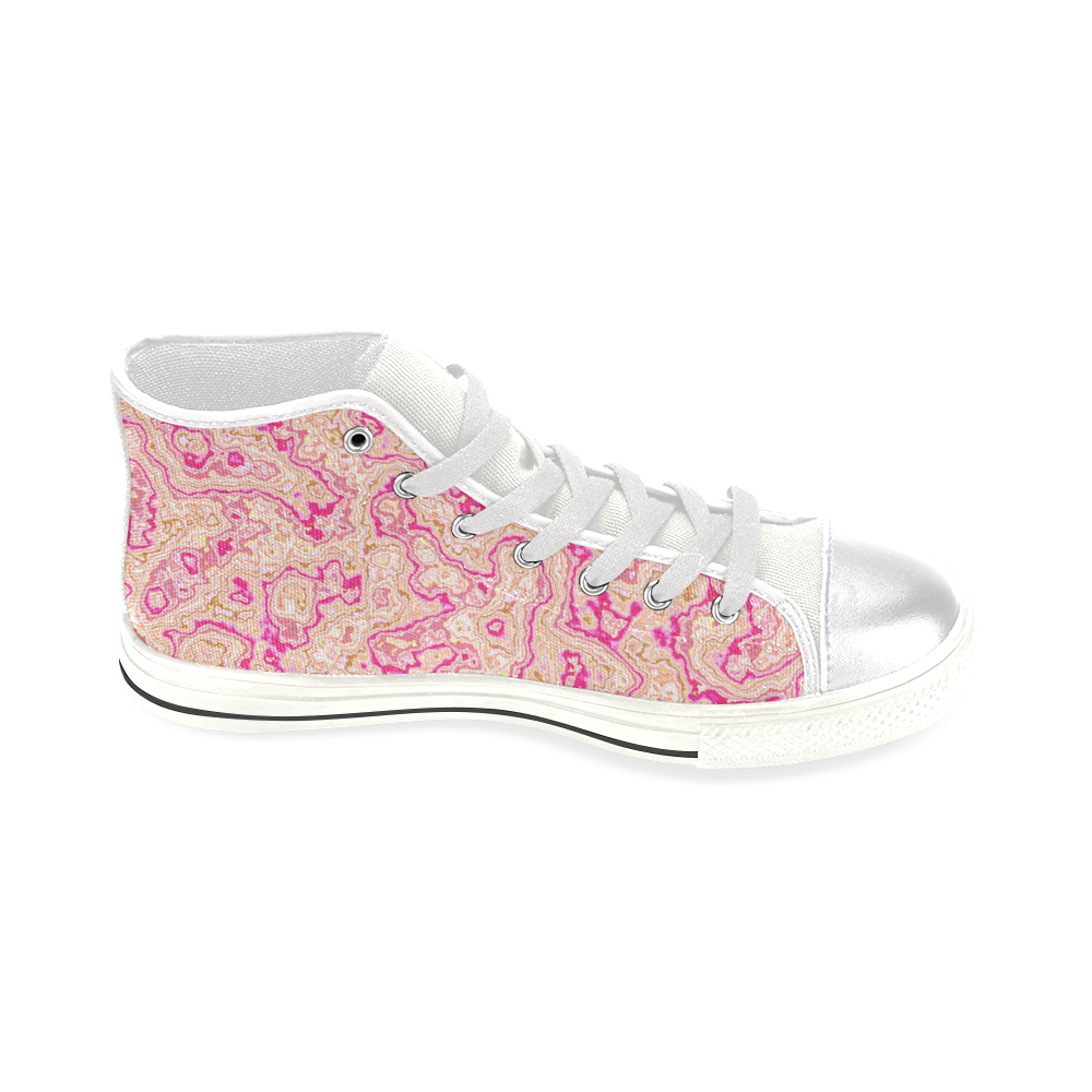 lovely marbled 1116A High Top Canvas Women's Shoes/Large Size (Model 017)