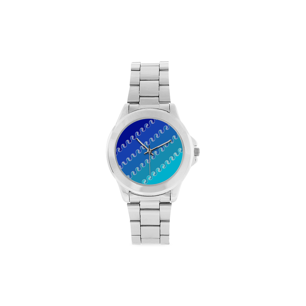 blue stripes Unisex Stainless Steel Watch(Model 103)