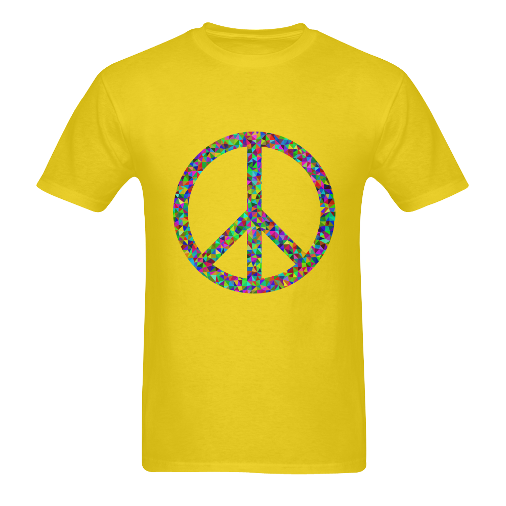 Abstract Triangles Peace Sign Yellow Sunny Men's T- shirt (Model T06)