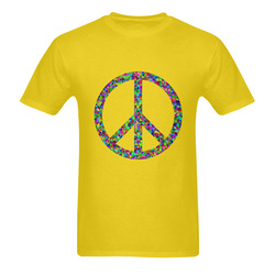 Abstract Triangles Peace Sign Yellow Sunny Men's T- shirt (Model T06)