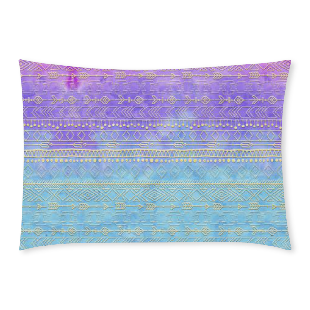 boho pattern, golden tribals + arrow, tie dye Custom Rectangle Pillow Case 20x30 (One Side)