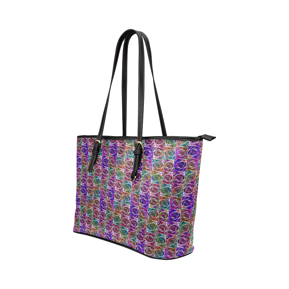 Flower_20161005 Leather Tote Bag/Small (Model 1651)