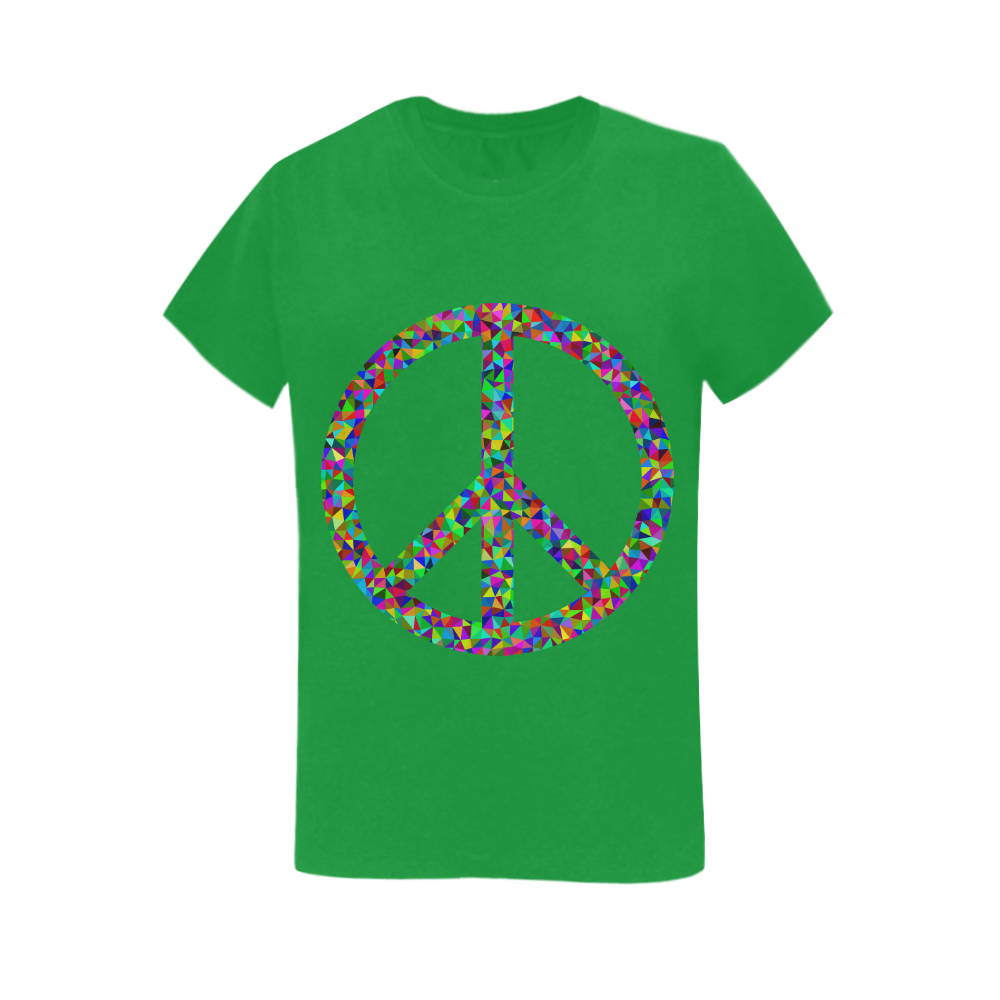 Abstract Triangles Peace Green Women's T-Shirt in USA Size (Two Sides Printing)