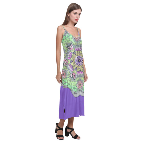 Serenity Garden v2 Violet V-Neck Open Fork Long Dress(Model D18)