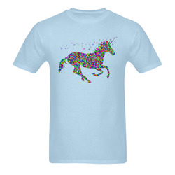 Abstract Triangle Unicorn Sparkles Light Blue Sunny Men's T- shirt (Model T06)
