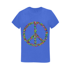 Abstract Triangles Peace Blue Women's T-Shirt in USA Size (Two Sides Printing)